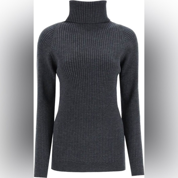 TOTEME Rib Knit Wool Blend Turtleneck in Dark Gray Malange Size XXS NWT - Picture 1 of 12